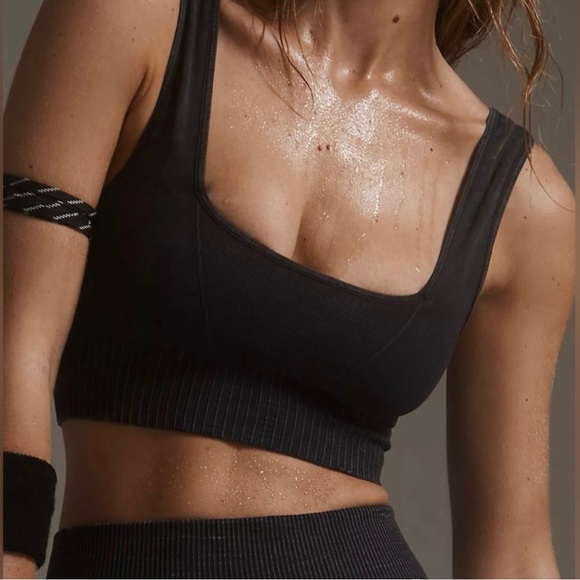 NEW Free People Movement Good Karma Square Neck Crop Top Washed Black XS… - Picture 1 of 11